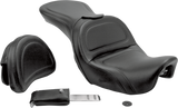 SADDLEMEN Seat - Explorer - With Backrest - Stitched - Black - Dyna 806-04-0301