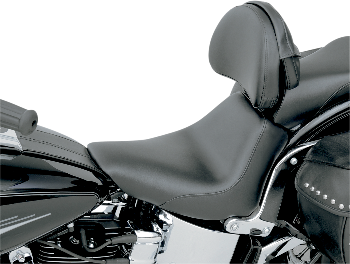 SADDLEMEN Heels Down Solo Seat - With Backrest - Plain - Black - FXST 806-12-0041