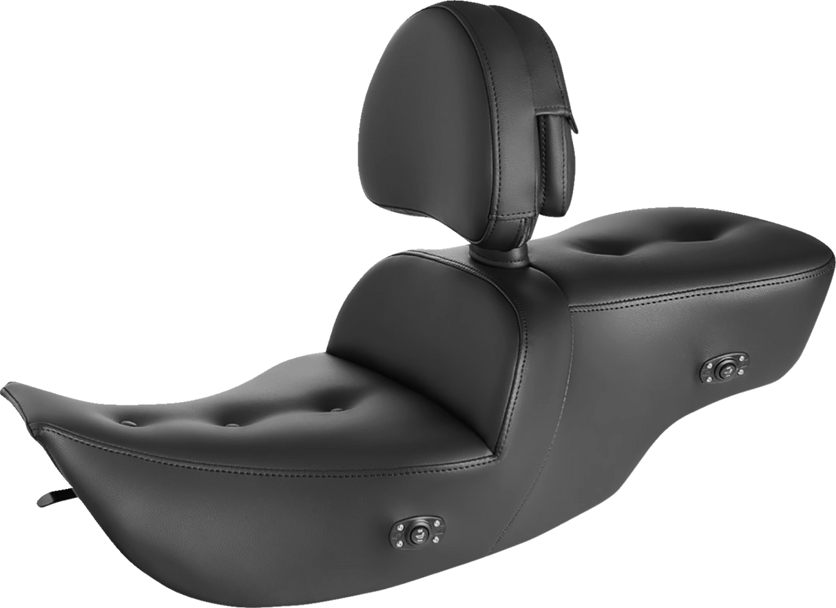 SADDLEMEN Roadsofa Pillow Top Seat - With Backrest - Heater - Black 897-07-181BRHC