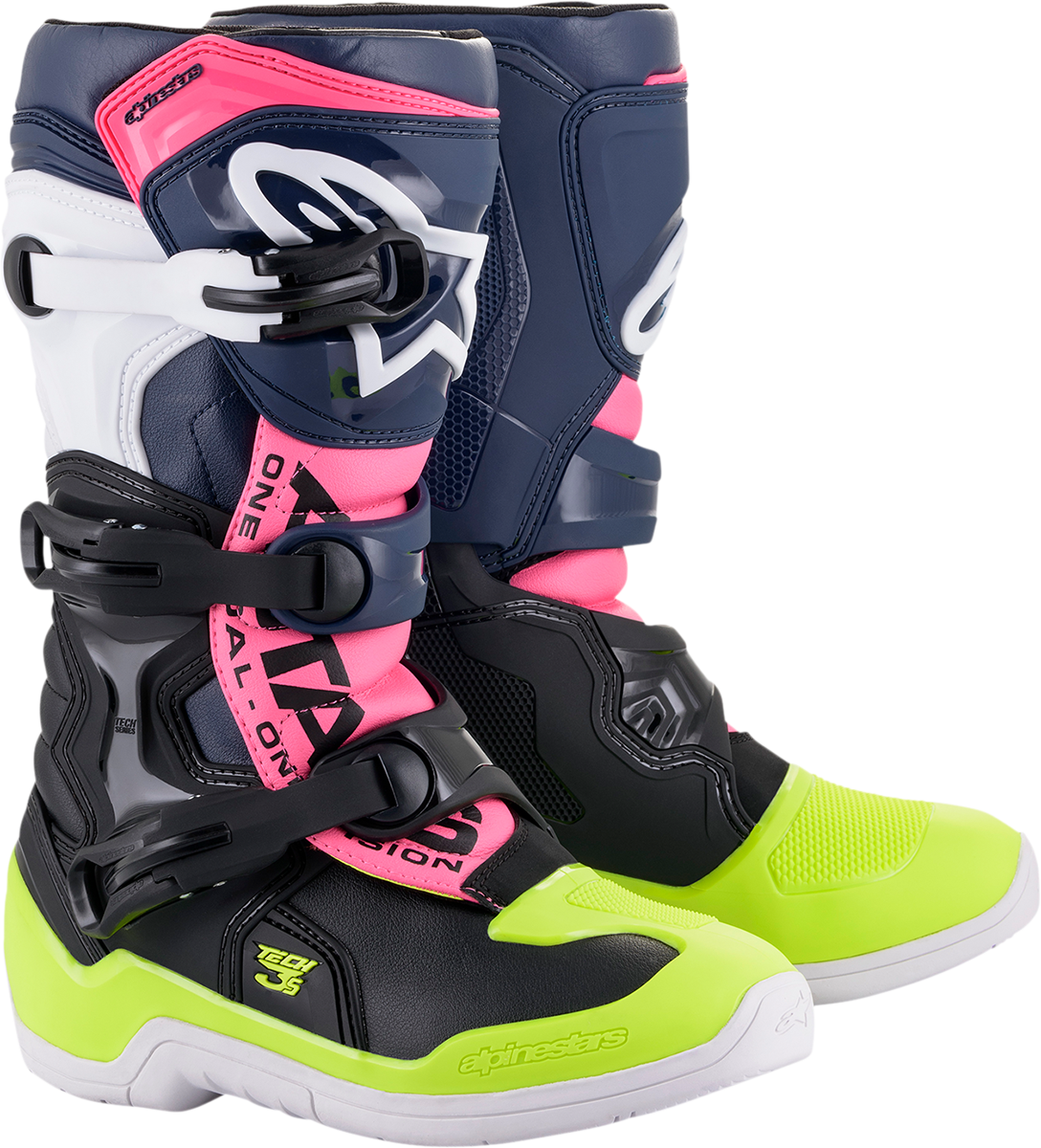 ALPINESTARS Tech 3S Boots - Black/Blue/Pink/White/Yellow - US 5 2014018-1176-5