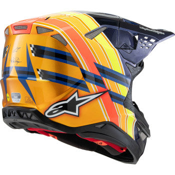 ALPINESTARS Supertech M10 Motorcycle Helmet - TLD Edition 25 - MIPS® - Gloss Dark Blue/Orange/Yellow/Fluo Red - XS  8300225-7156-XS