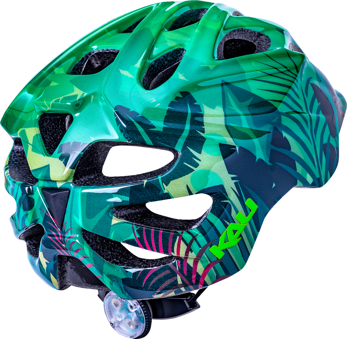 KALI Child Chakra Lighted Bicycle Helmet - Jungle - Gloss Green - Small 0221022215