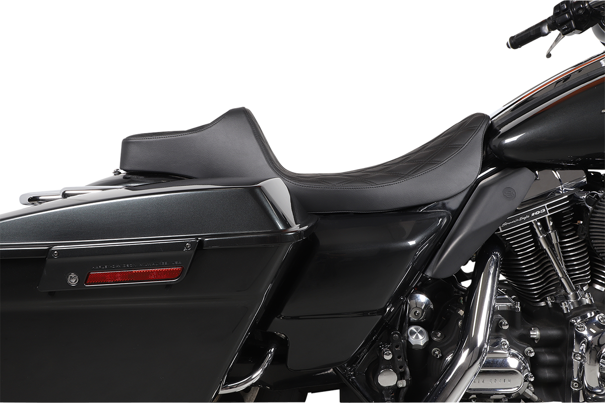 DRAG SPECIALTIES Extended Reach Predator III Seat - Double Diamond - Black NOT A 2-UP SEAT 8011369