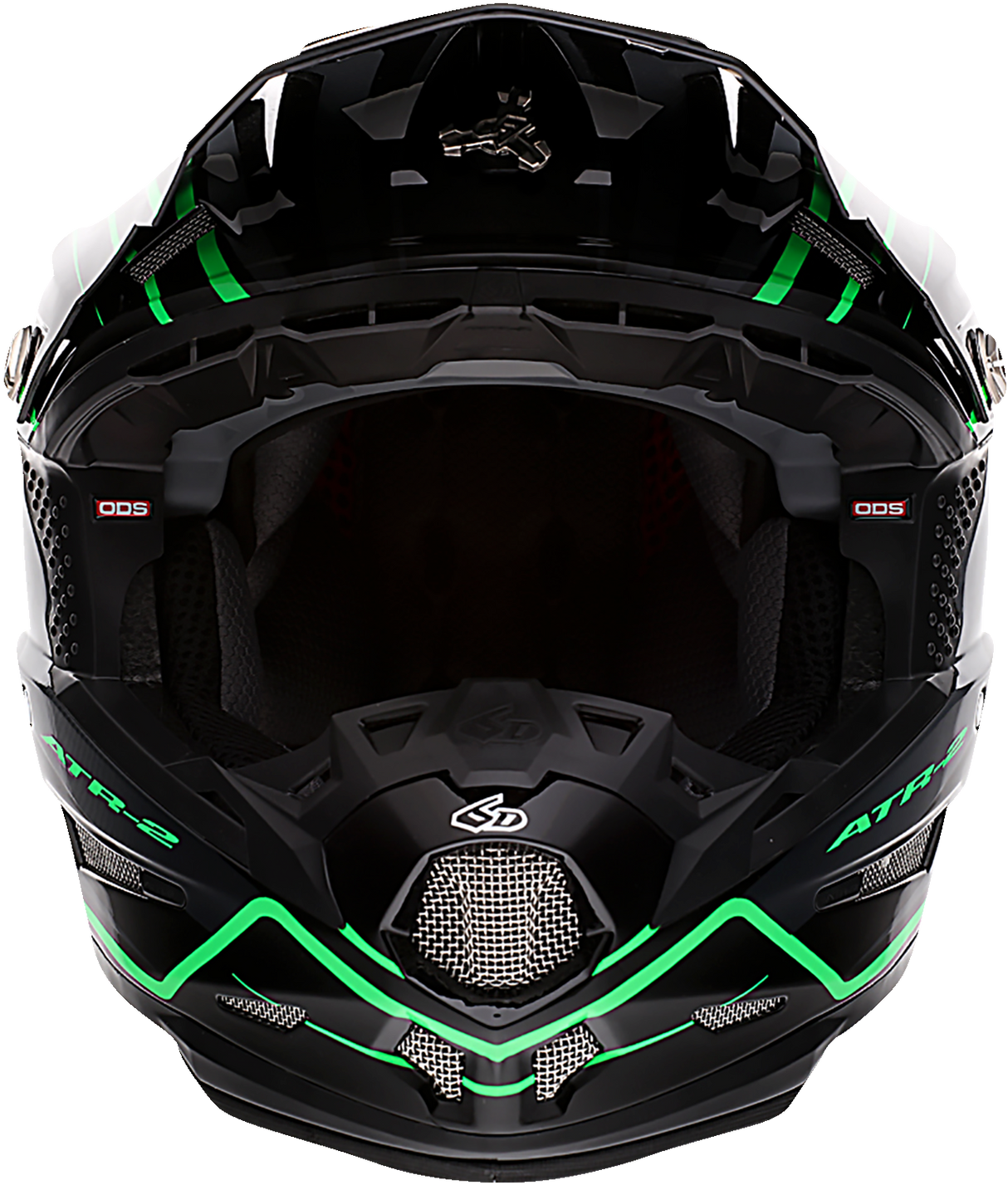 6D ATR-2 Motorcycle Helmet - Phase - Black/Green - Large 12-2847