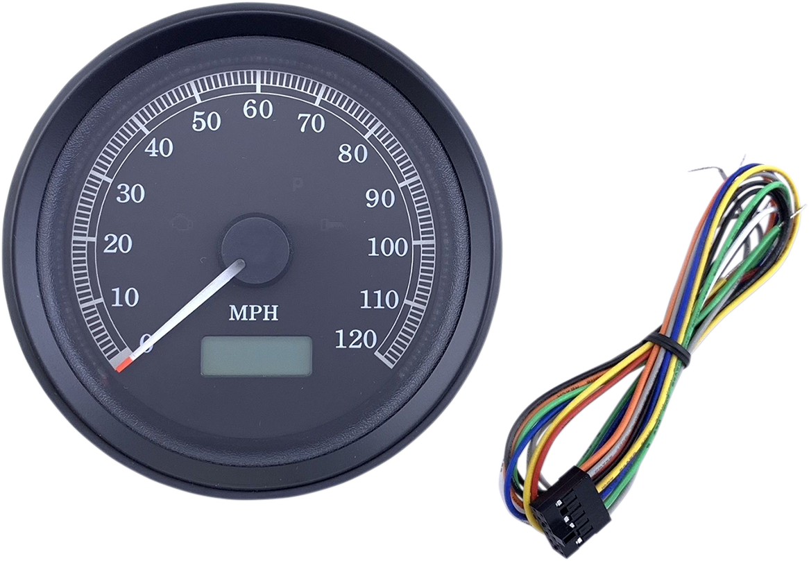 DRAG SPECIALTIES Universal 3-3/8" Programmable Electronic Speedometer - MPH - Black Face - Black Bezel NOT PLUG & PLAY; HARDWIRE T21-69A3BBDSR