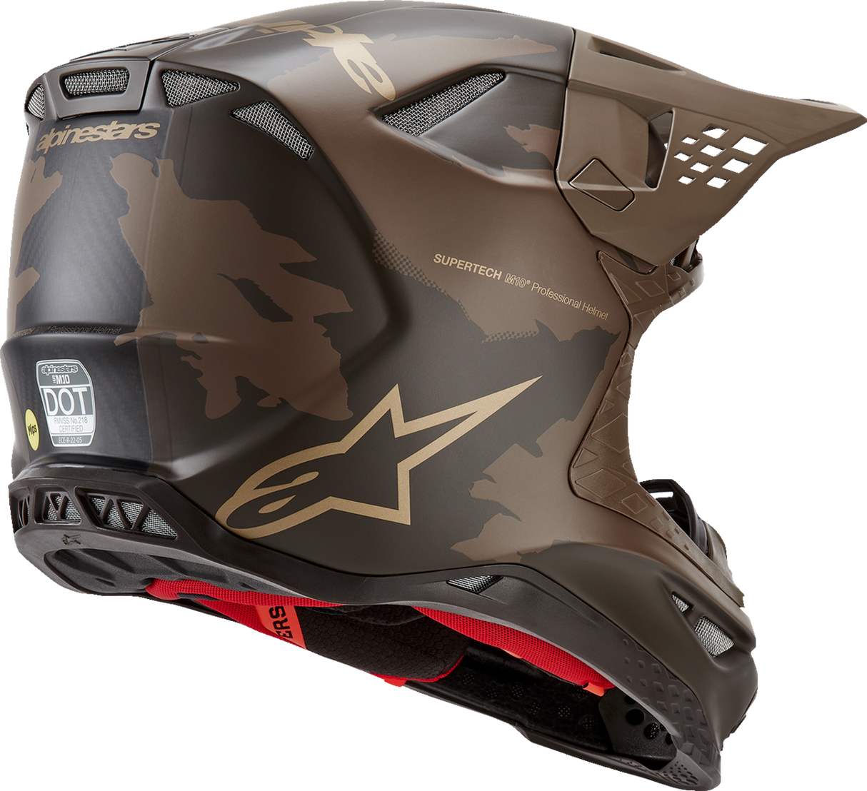 ALPINESTARS Supertech M10 Motorcycle Helmet - Squad - MIPS® - Dark Brown/Gold - Large 8302823-839-LG