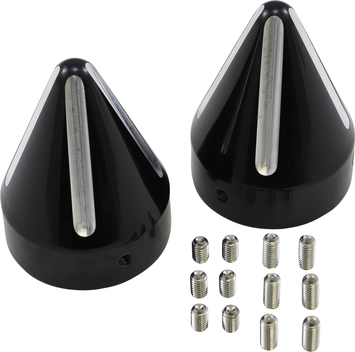 LA CHOPPERS Axle Caps - Black Cut - Spike LA-7813-00B