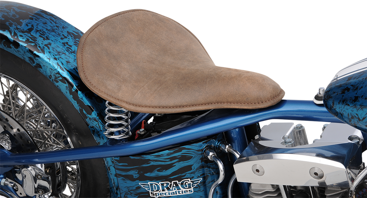 DRAG SPECIALTIES Seat - Spring Solo - Low-Profile - Large - Distressed Brown Leather/Perimeter Stitch 0806-0056