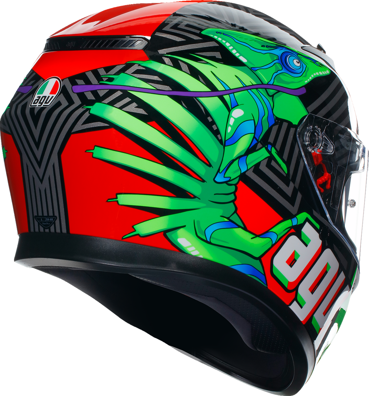 AGV K3 Motorcycle Helmet - Kamaleon - Black/Red/Green - Large 2118381004013L