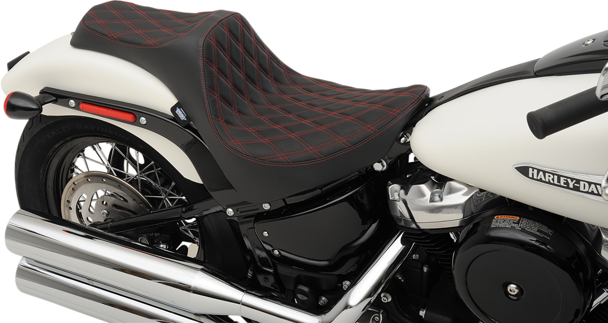 DRAG SPECIALTIES Predator III Seat - Double Diamond - Red Stitching - FL/FX '18-'22 0802-1147