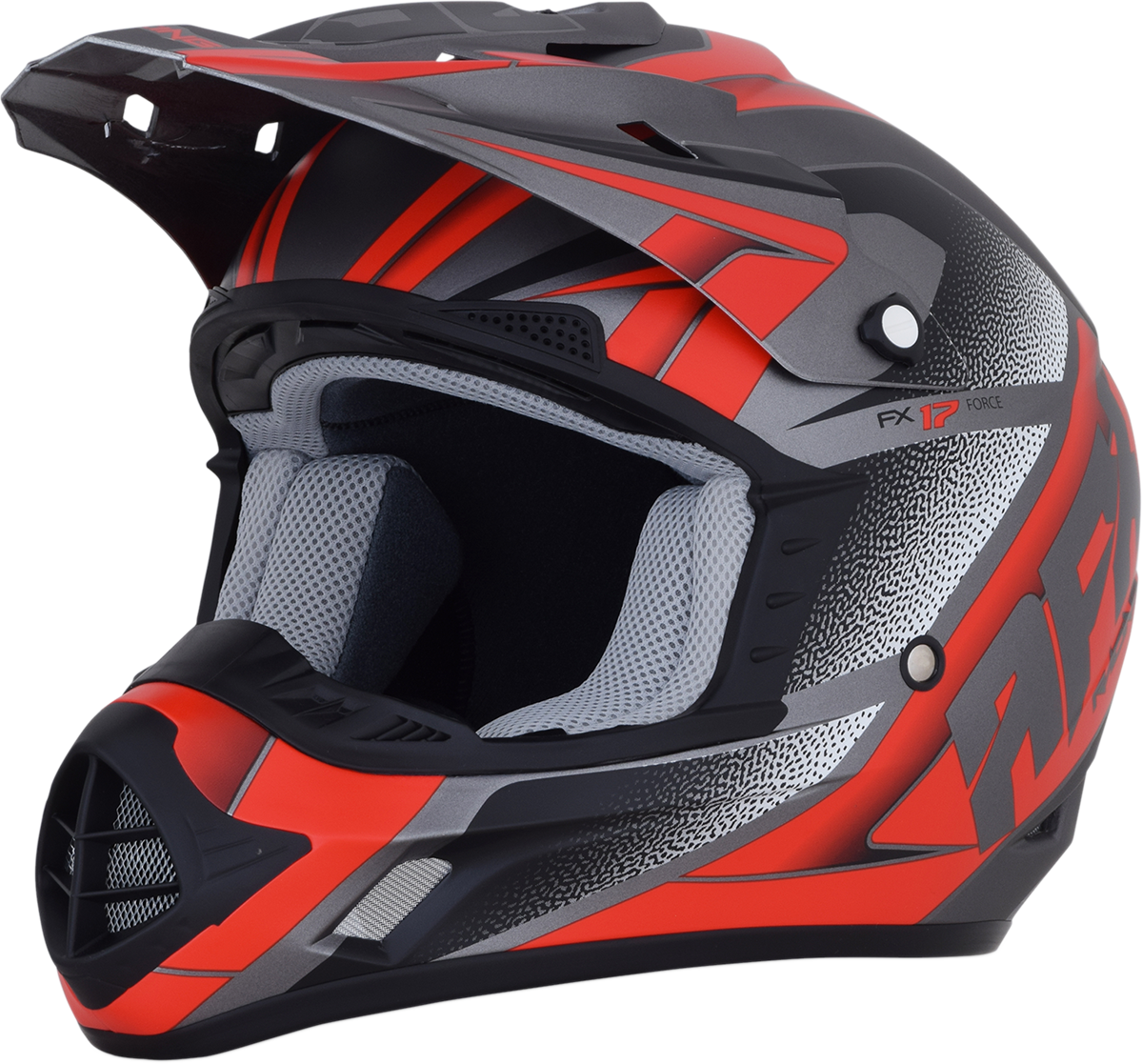 AFX FX-17 Motorcycle Helmet - Force - Frost Gray/Red - Large 0110-5205