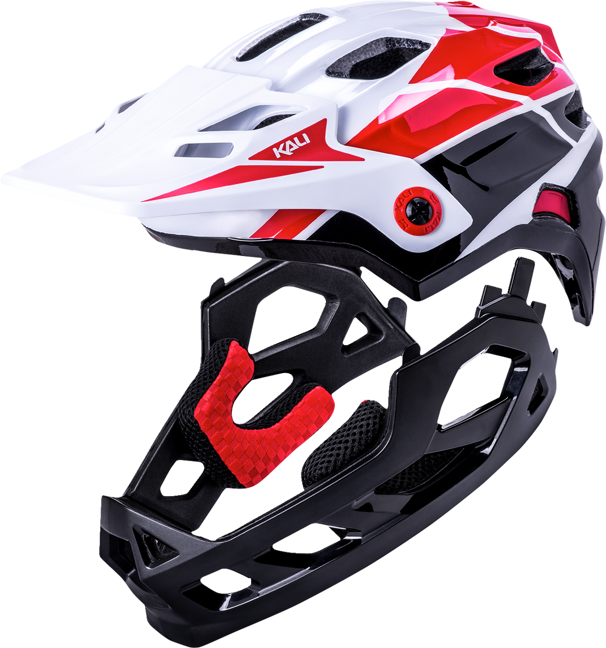 KALI Child Maya Full Face Bicycle Helmet - Race - Gloss White/Red/Black 0221922112