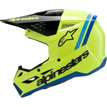 ALPINESTARS Youth SM3 Motorcycle Helmet - Radium - Gloss Yellow Fluo/Black/Blue - Large 8301825-5017-YL