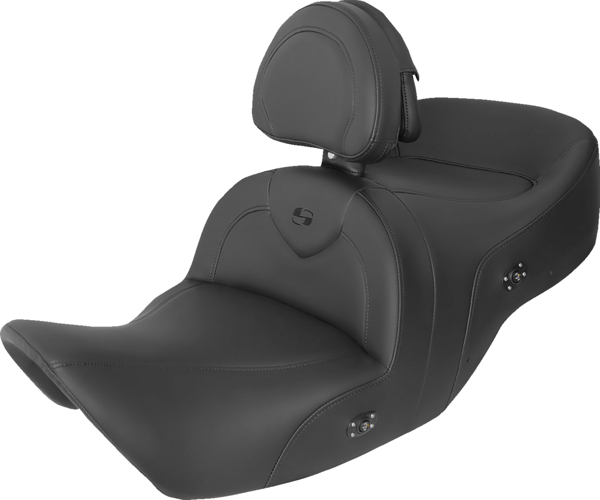 SADDLEMEN Seat - RoadSofa - with Backrest - Black w/ Black Stitching - Heated - GL1800 '01-'10 H01-07-187BRHCT