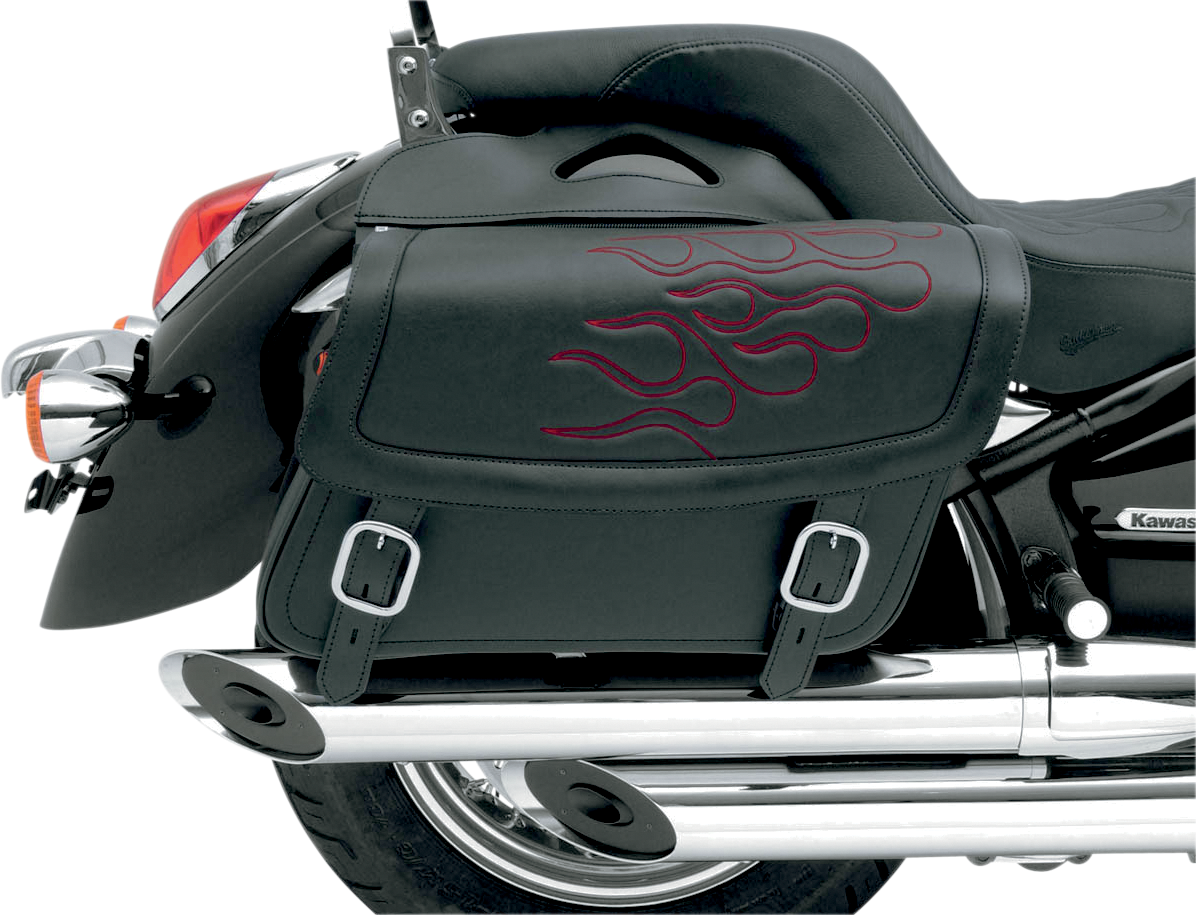 SADDLEMEN Flame Saddlebag - Dark Red - Large X021-05-0415