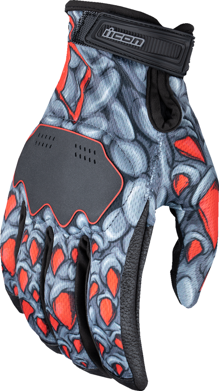 ICON Hooligan™ Kryola Kreep Gloves - Red - Small 3301-4728