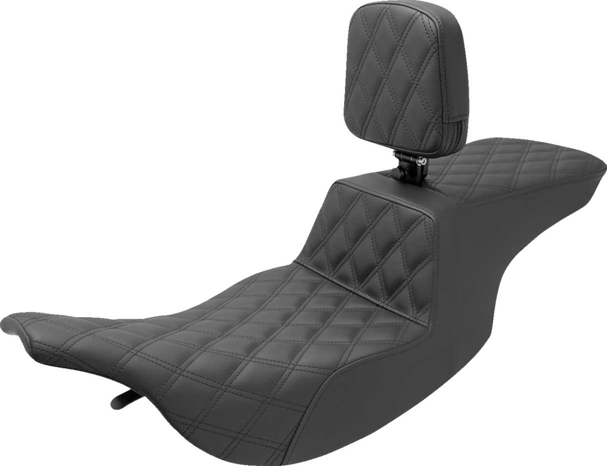 SADDLEMEN Tour Step Up Seat - Rider Backrest - Full Lattice Stitch - FL '97-'07 897-07-195BR