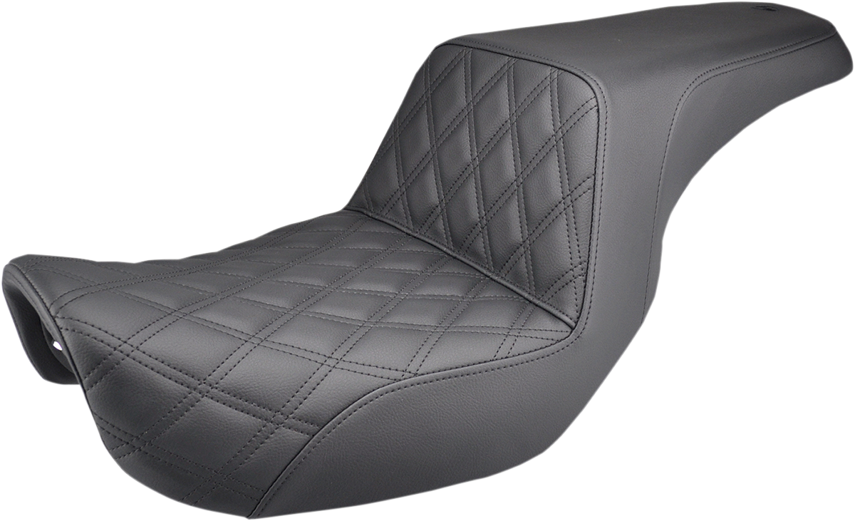 SADDLEMEN Step-Up Seat - Front Lattice Stitch - Black - Dyna 806-04-172