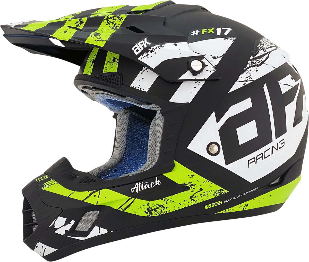 AFX FX-17 Motorcycle Helmet - Attack - Matte Black/Green - XS 0110-7178