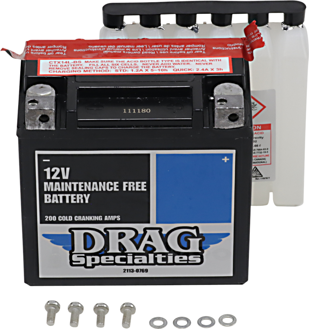 DRAG SPECIALTIES AGM Battery - YTX14LBSFT CTX14L-BS FT