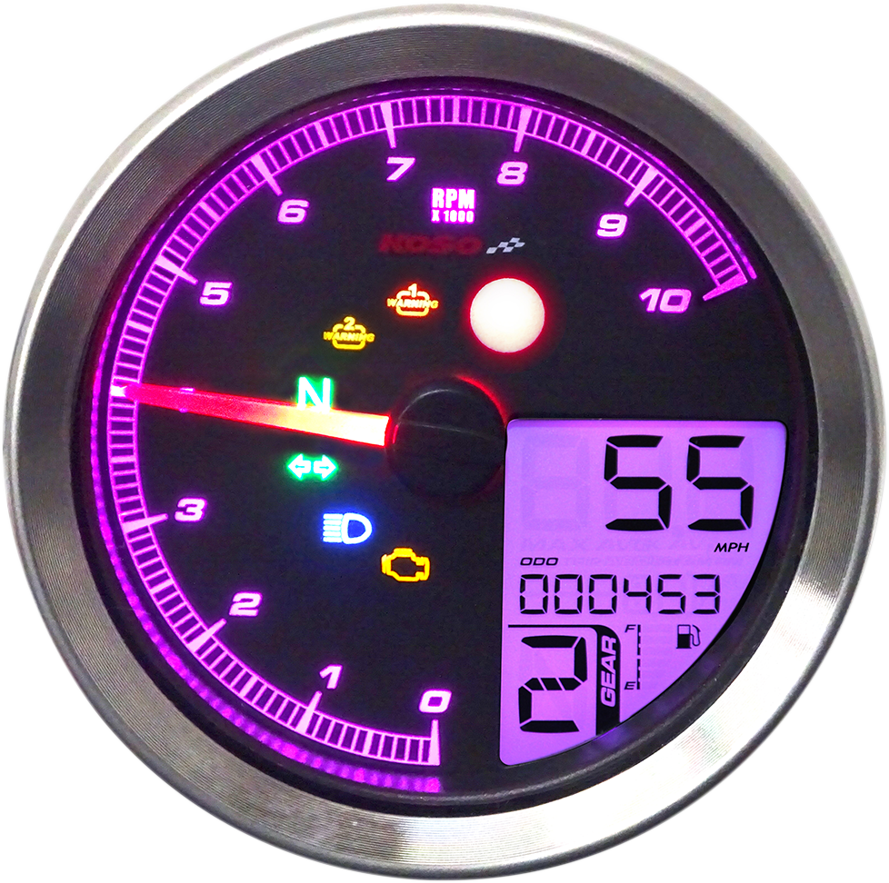 KOSO NORTH AMERICA TNT-04 Multi-Function Meter - Silver Bezel - 3.30" Diameter x 2.19" D BA051401