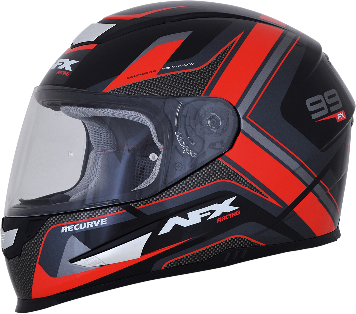 AFX FX-99 Motorcycle Helmet - Recurve - Black/Red - Large 0101-11113