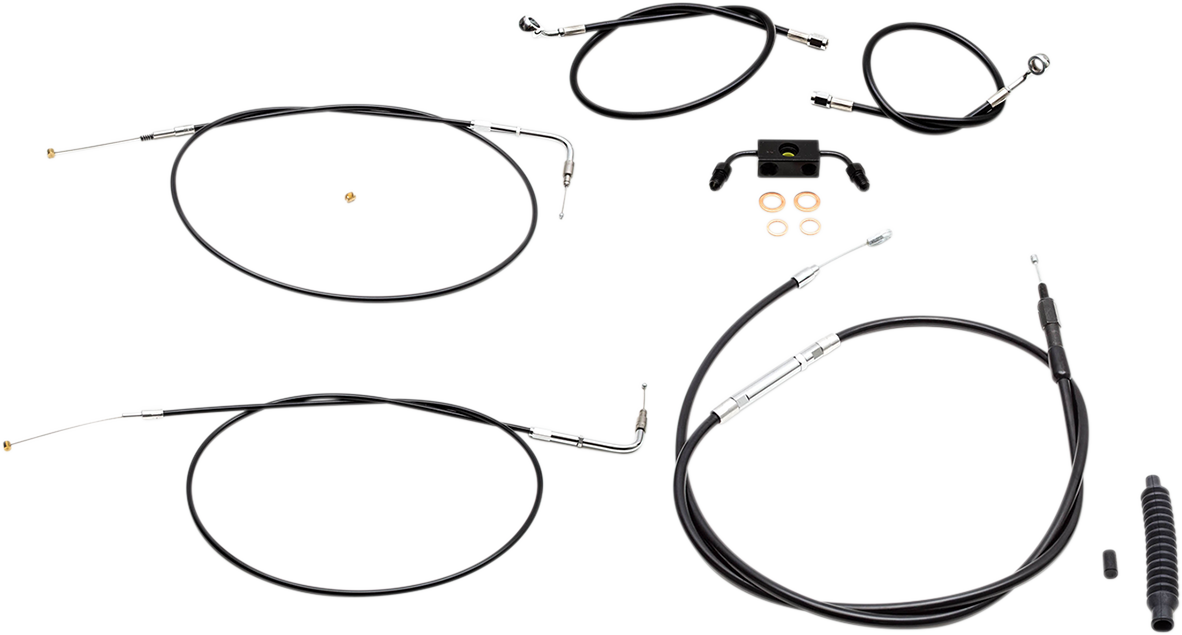 LA CHOPPERS Handlebar Cable/Brake Line Kit - 18" - 20" Ape Hanger Handlebars - Black Vinyl LA-8231KT-19B
