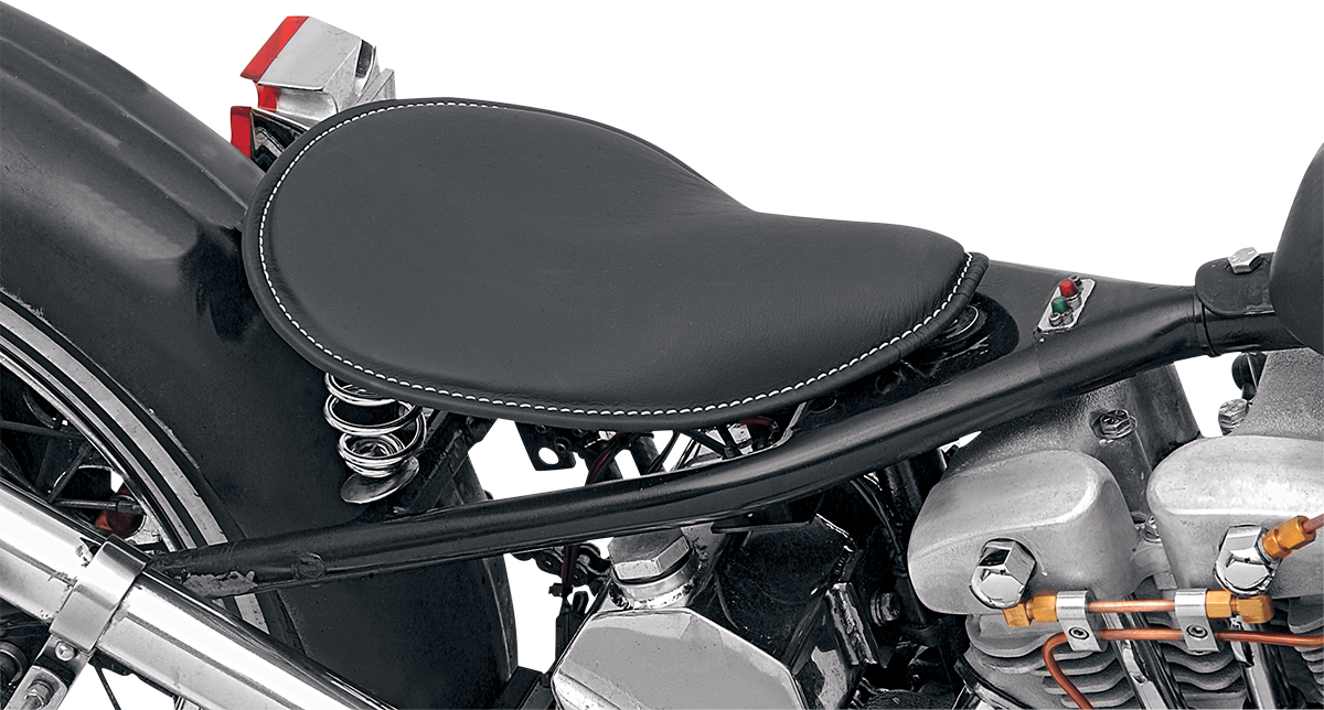 DRAG SPECIALTIES Seat - Spring Solo - Low-Profile - Black Vinyl/White Stitching 0806-0074