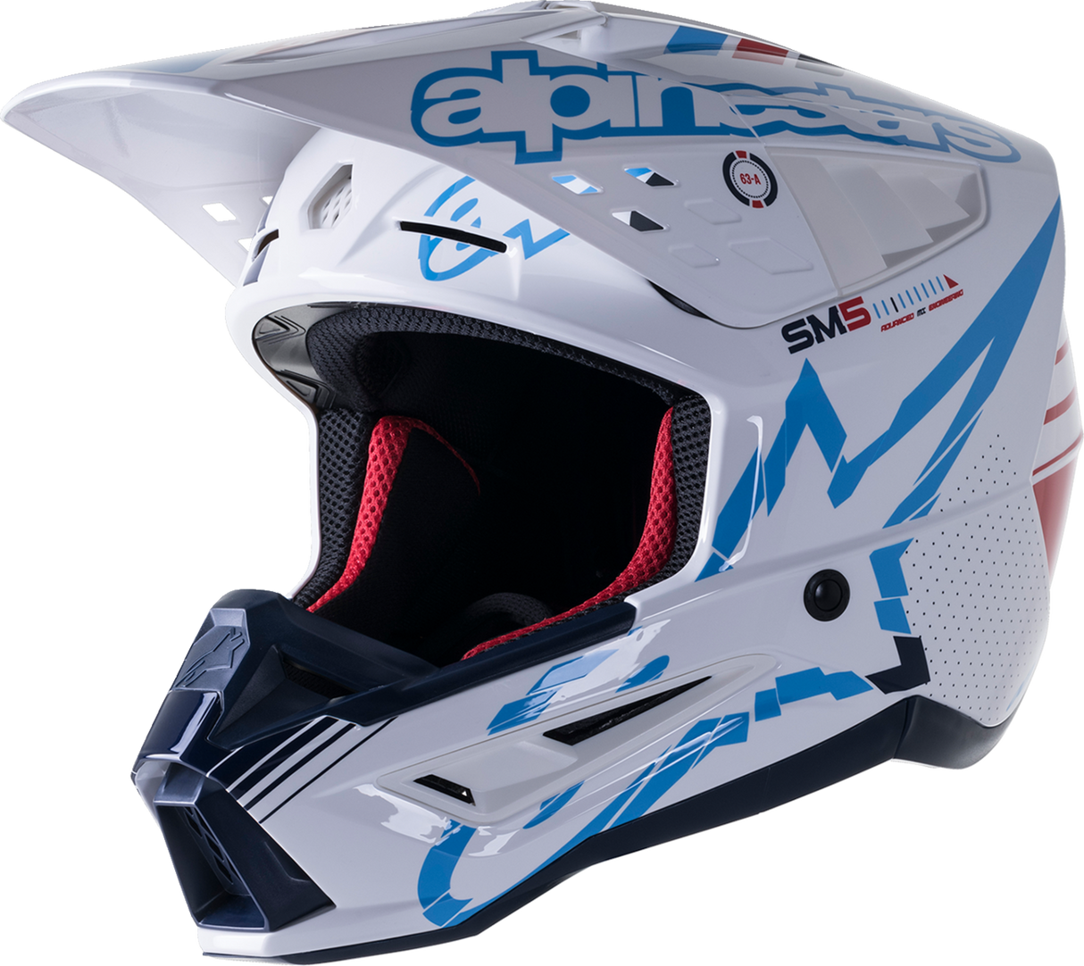 ALPINESTARS SM5 Motorcycle Helmet - Action - Gloss White/Cyan/Black - Large 8306122-2077-LG