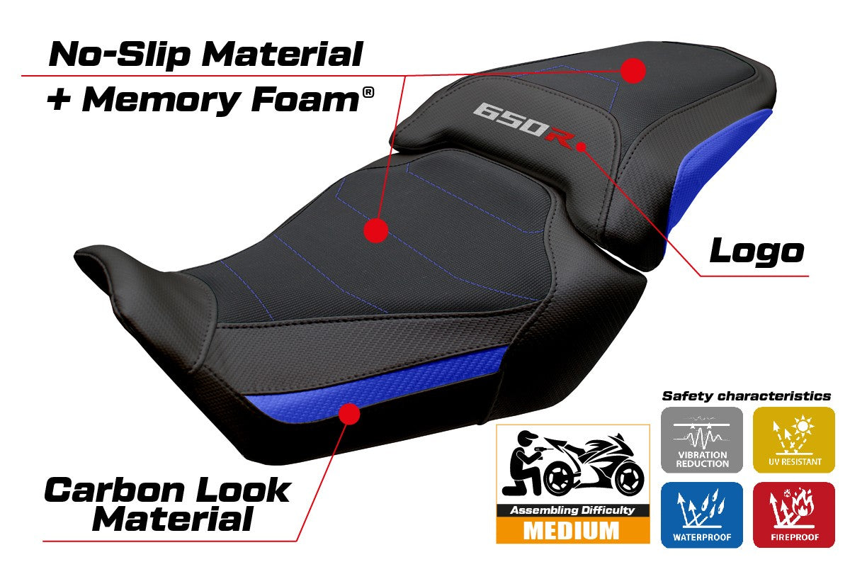 Honda CBR650R 2024-2025 Seat Cover Tappezzeria Comfort Blue Black