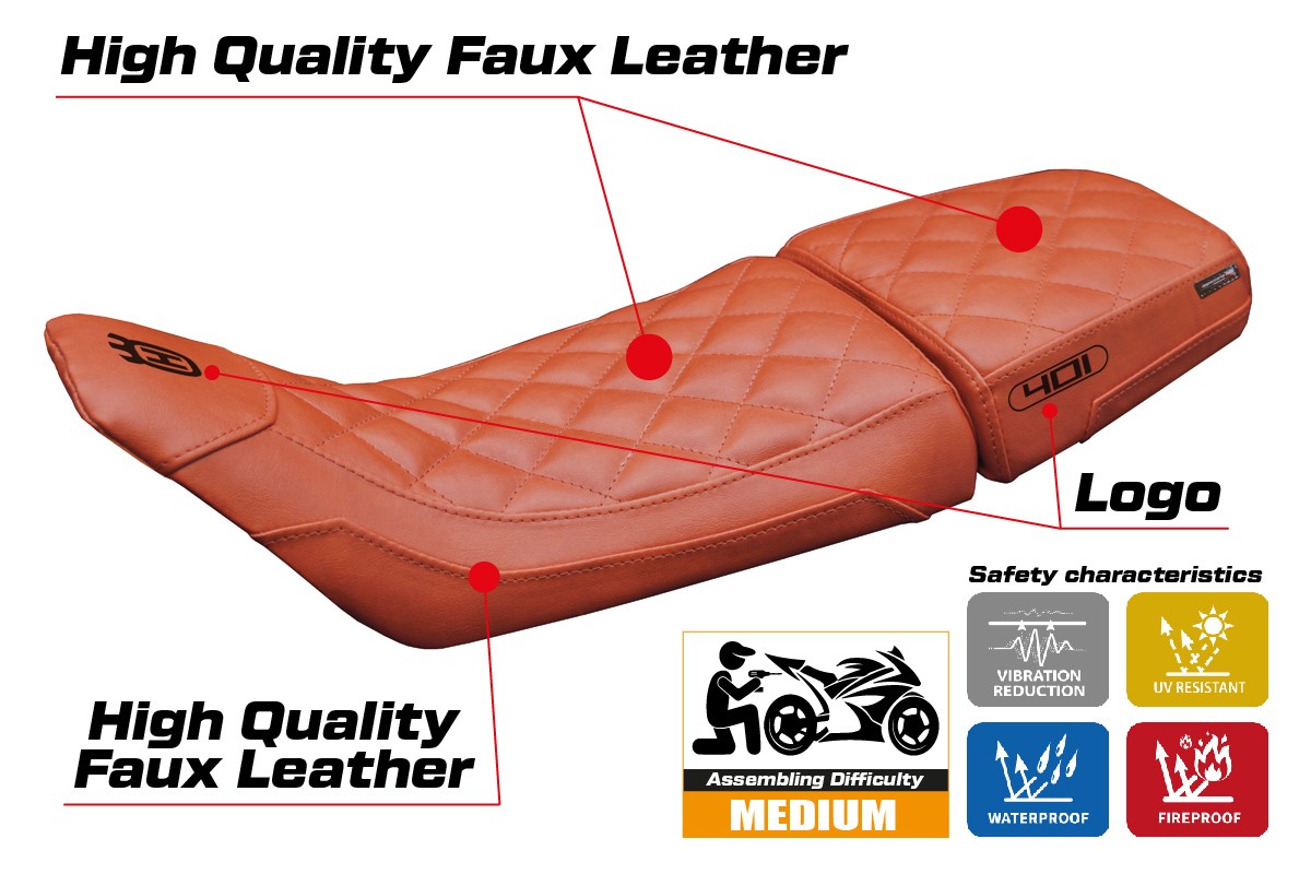 Husqvarna Svartpilen 401 2018-2023 Seat Cover Tappezzeria Vintage Brick Black
