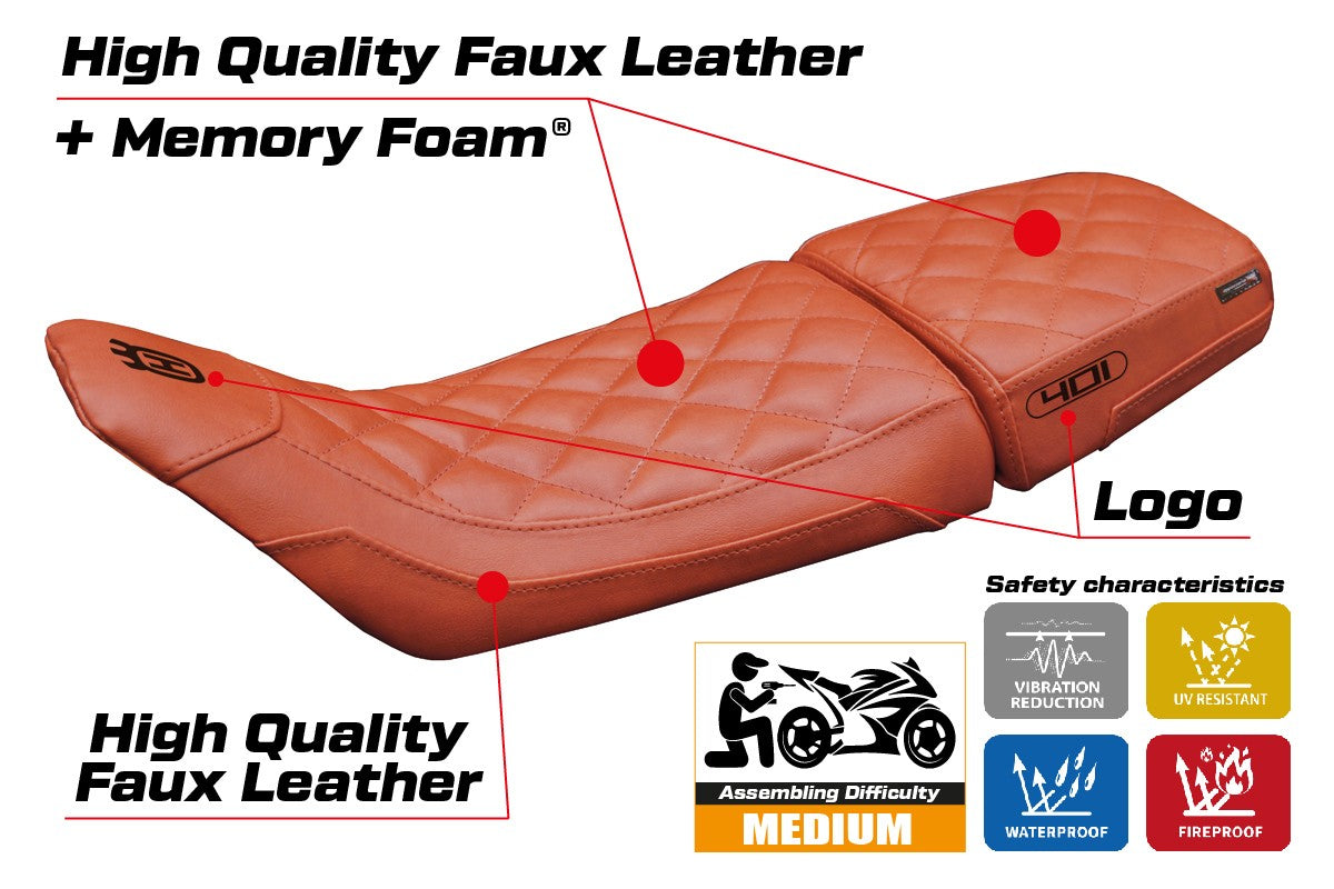 Husqvarna Svartpilen 401 2018-2023 Seat Cover Tappezzeria Vintage Comfort Brick