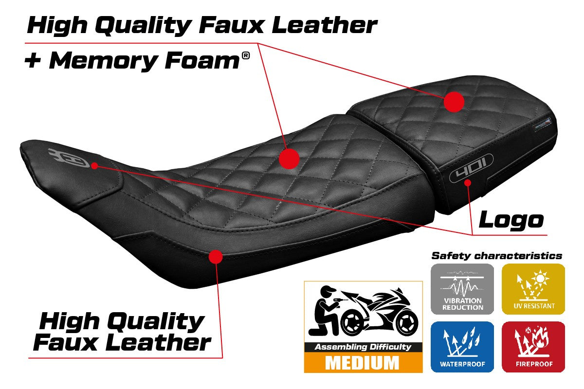 Husqvarna Svartpilen 401 2018-2023 Seat Cover Tappezzeria Vintage Comfort Black