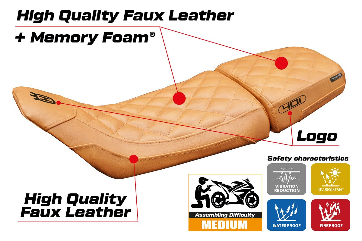 Husqvarna Svartpilen 401 2018-2023 Seat Cover Tappezzeria Vintage Comfort Camel