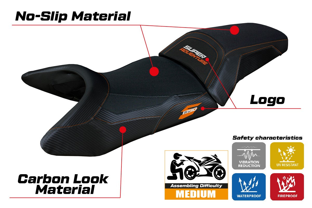 KTM 1390 Super Adventure S 2025 Seat Cover Tappezzeria Black