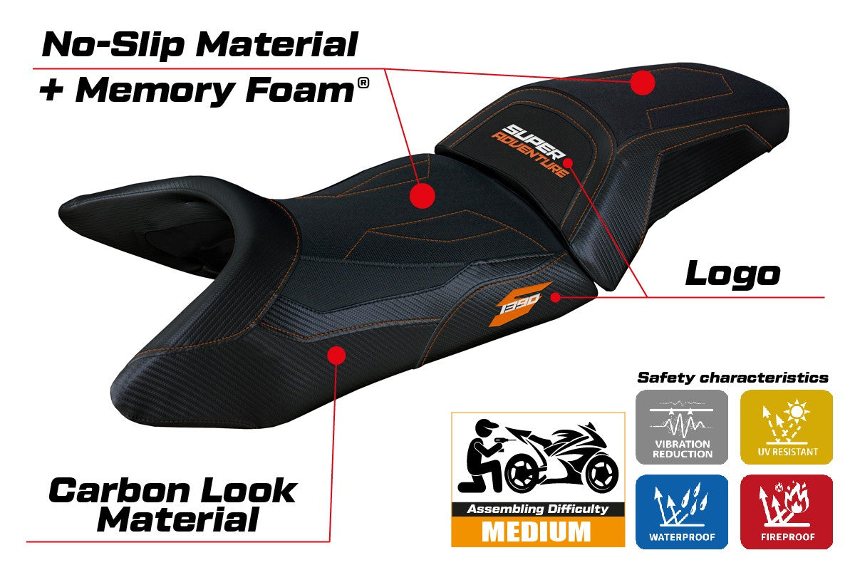 KTM 1390 Super Adventure S 2025 Seat Cover Tappezzeria Comfort Black