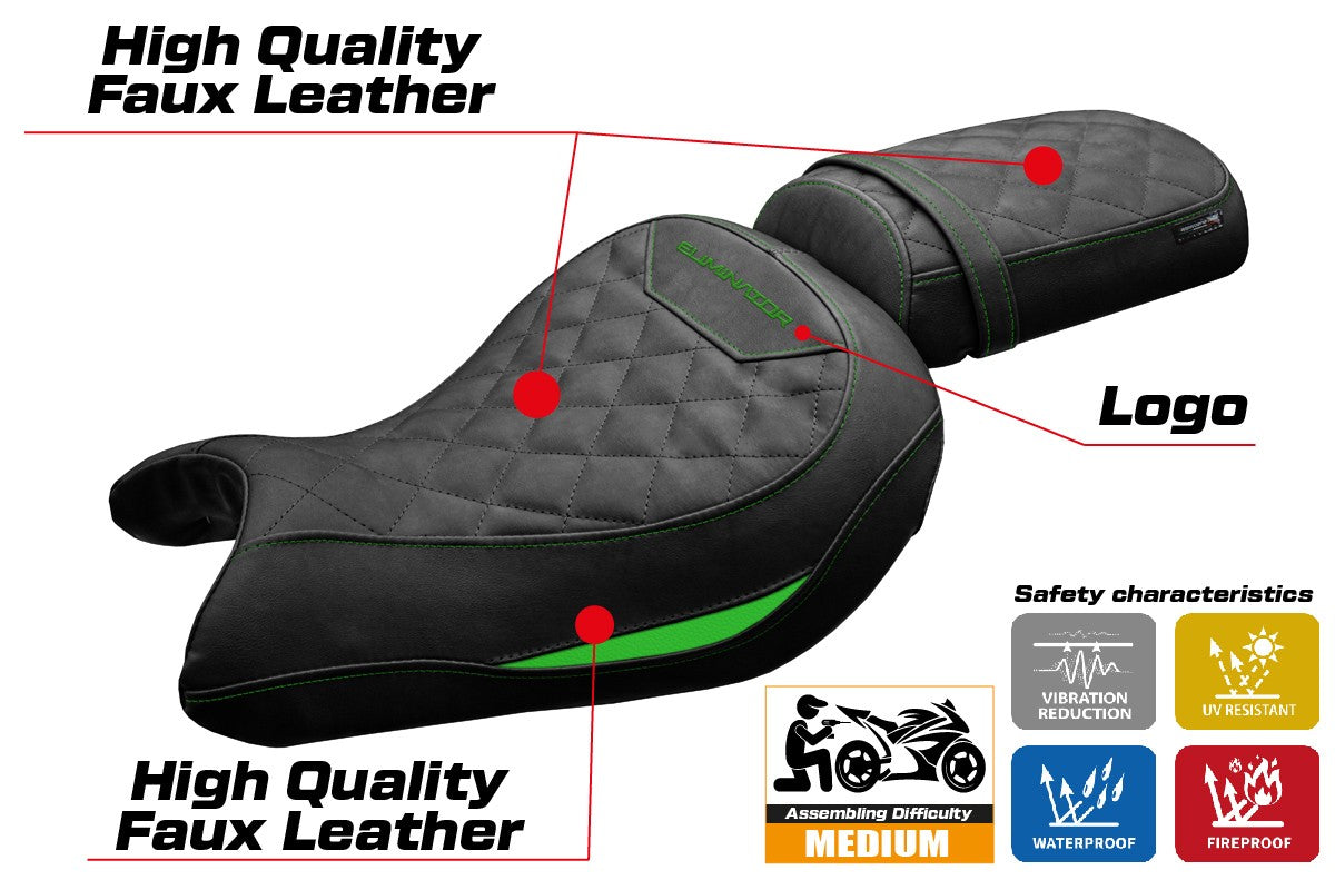 Kawasaki Eliminator 500 2024-2025 Seat Cover Tappezzeria Green Black