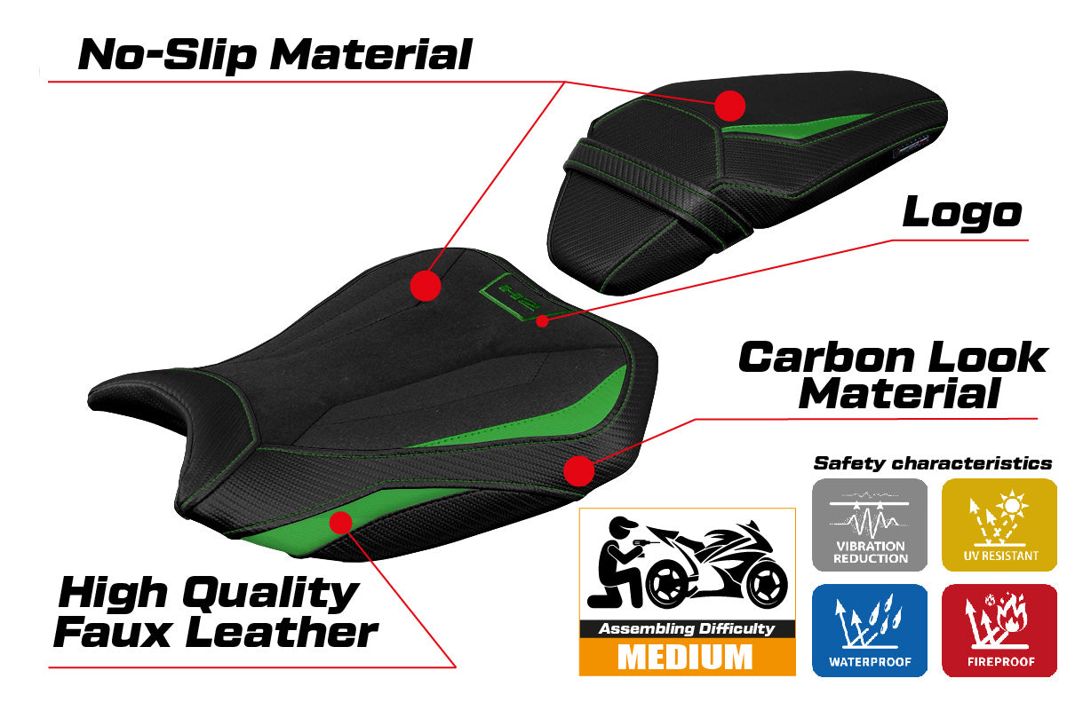 Kawasaki ZH2 Z H2 2020-2022 2023 Seat Cover Tappezzeria Ultragrip Green Black