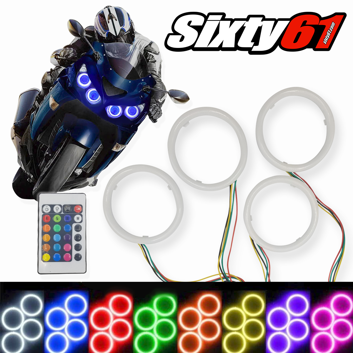 Honda CBR 1000RR 04-07 Color Changing LED Halos Quad Kit