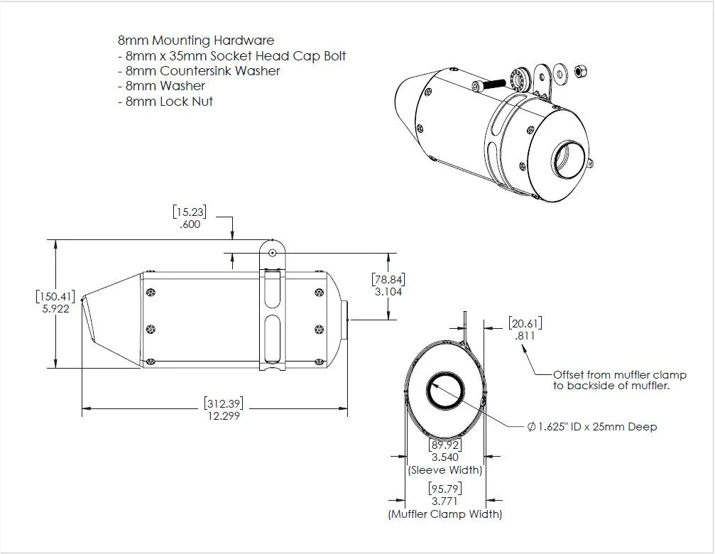 Kit de silenciador para minimoto Yoshimura Builder Series RS-3 95sxx121300 