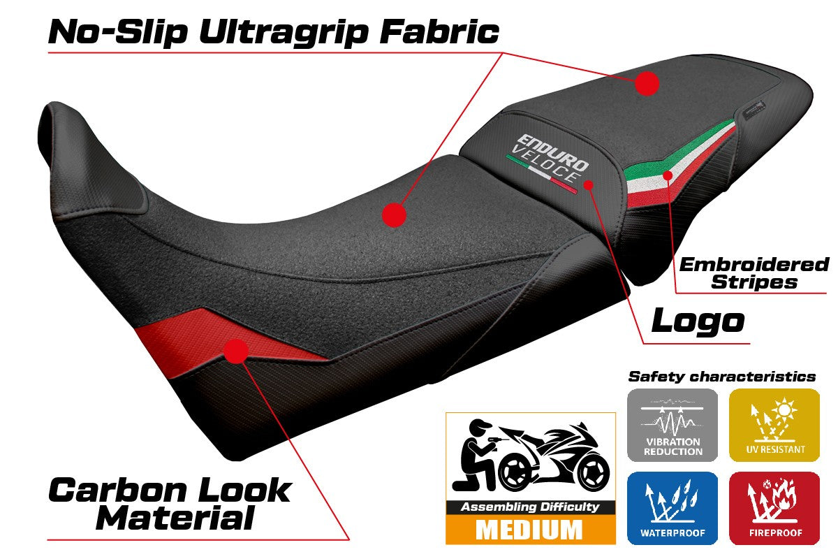 MV Agusta Enduro Veloce 2024-2025 Seat Cover Tappezzeria Ultragrip Red Ita
