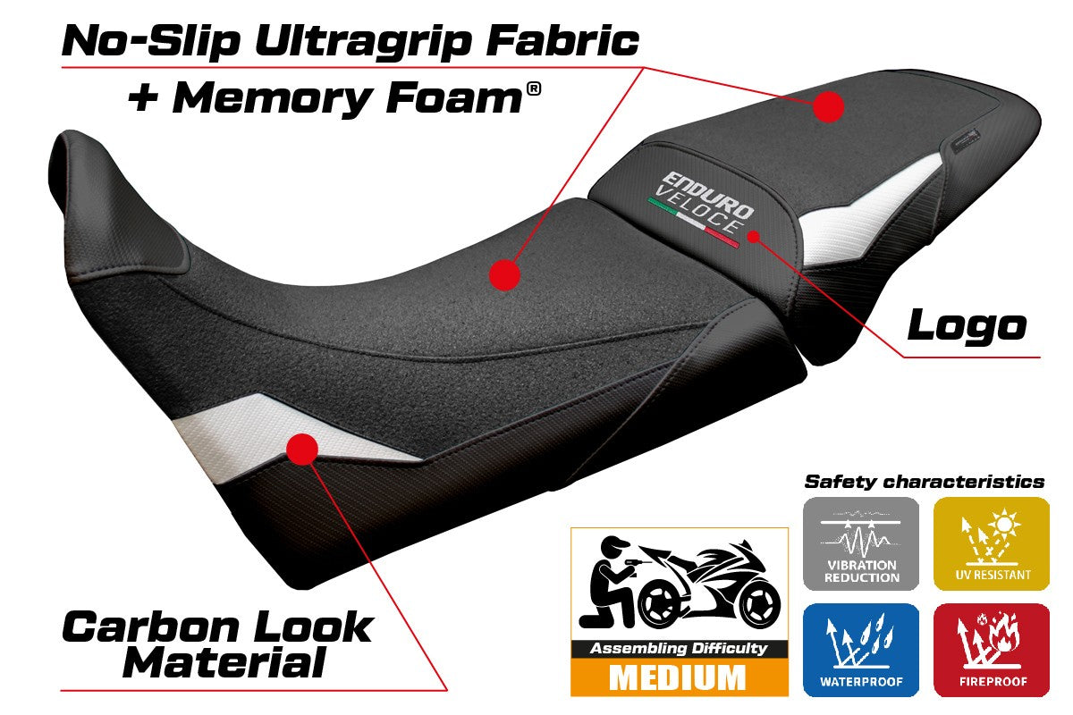 MV Agusta Enduro Veloce 2024-2025 Seat Cover Tappezzeria Comfort Ultragrip White