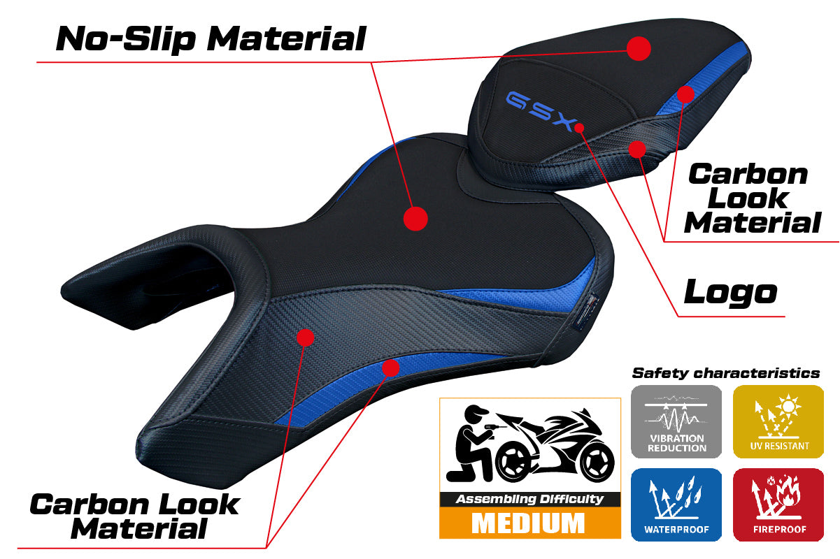 Suzuki GSX 8S-8R 2023 2024 Seat Cover Tappezzeria Blue Black