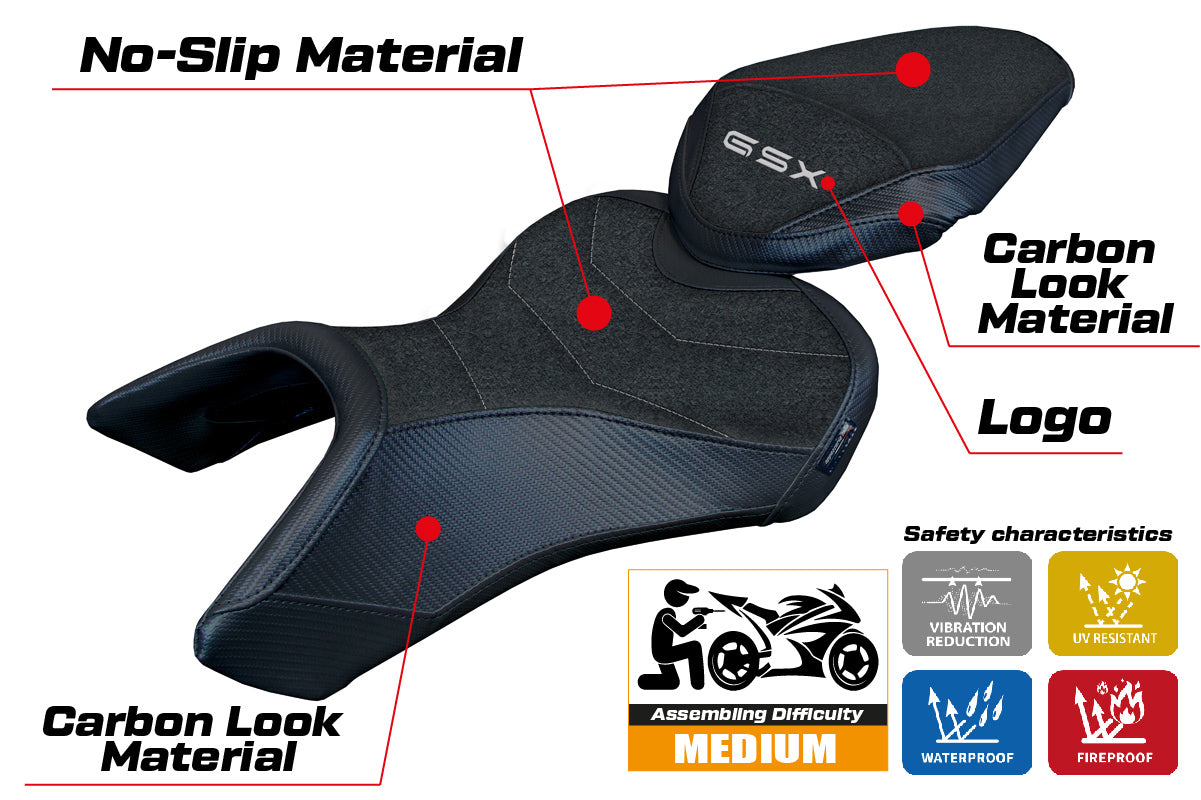 Suzuki GSX 8S-8R 2023 2024 Seat Cover Tappezzeria Ultragrip Black