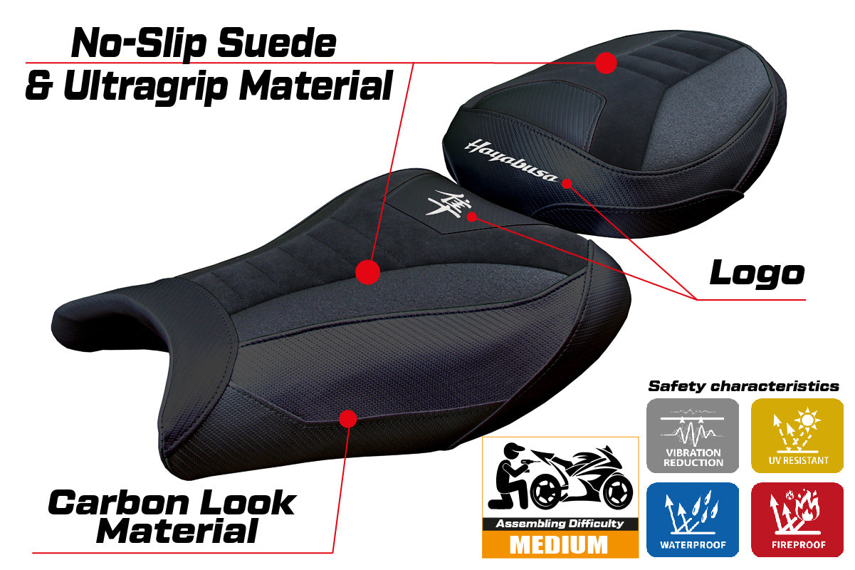 Suzuki Hayabusa 2008-2018 2019 2020 Seat Cover Tappezzeria Ultragrip Suede Black