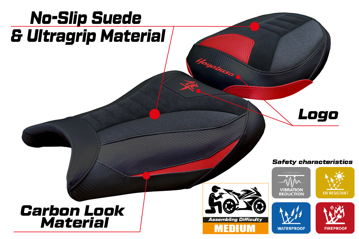 Suzuki Hayabusa 2008-2018 2019 2020 Seat Cover Tappezzeria Ultragrip Suede Red