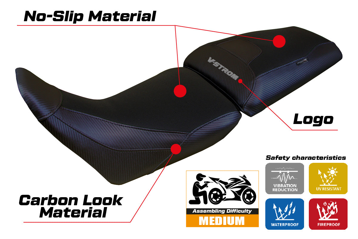 Suzuki V-Strom 1050 2020 2021 2022 2023 2024 Seat Cover Tappezzeria Black