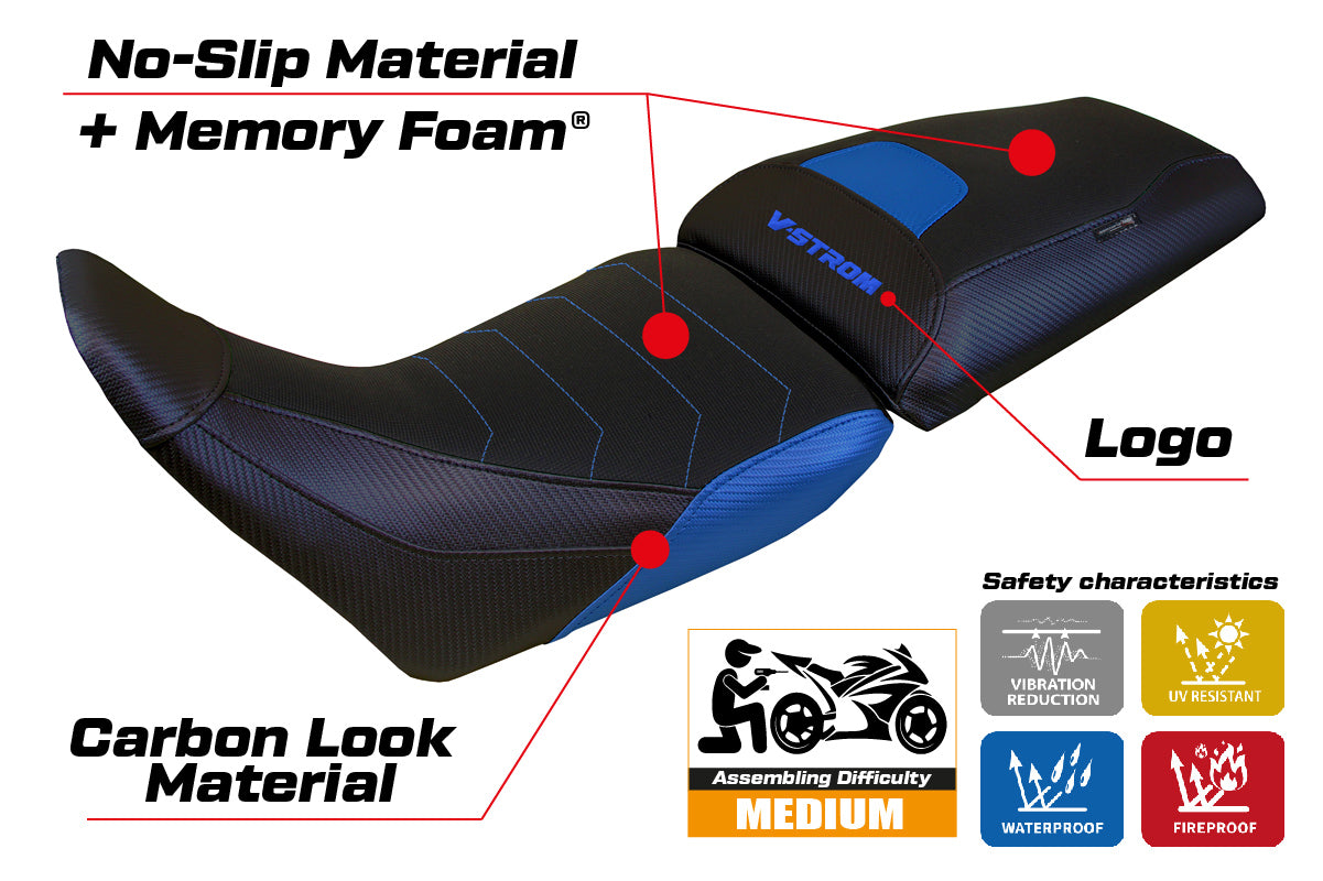 Suzuki V-Strom 1050 2020 2021 2022 2023 2024 Seat Cover Tappezzeria Comfort Blue