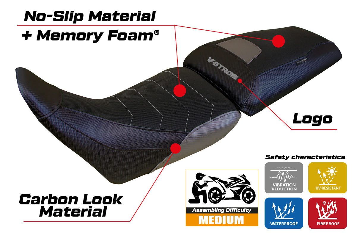 Suzuki V-Strom 1050 2020 2021 2022 2023 2024 Seat Cover Tappezzeria Comfort Grey