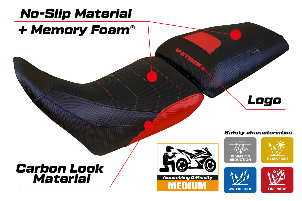 Suzuki V-Strom 1050 2020 2021 2022 2023 2024 Seat Cover Tappezzeria Comfort Red